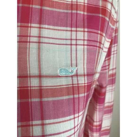 Vineyard Vines Relaxed Fit Plaid Shirt Button Up Blouse Whale Logo Womens Size 4 - Picture 4 of 10